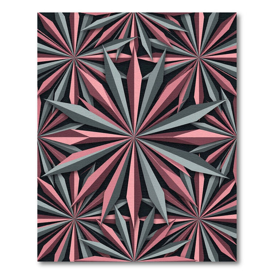 Geometric Pink and Gray Starburst Rug