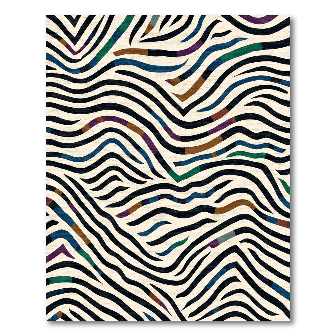 Wavy Black And Cream Zebra Stripes Rug