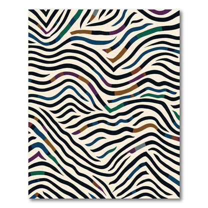 Wavy Black And Cream Zebra Stripes Rug