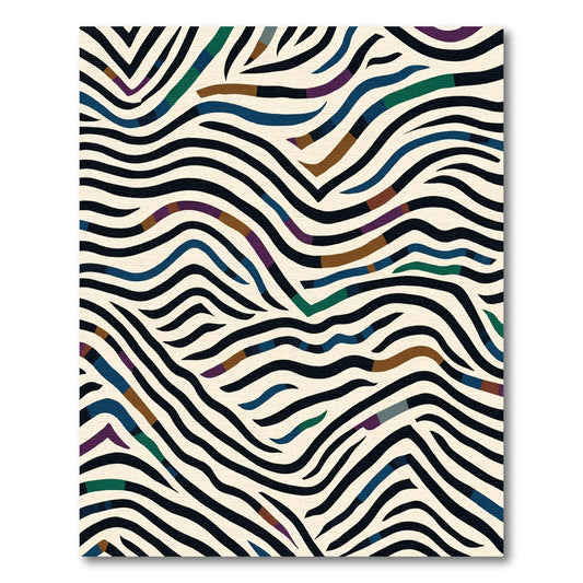 Wavy Black And Cream Zebra Stripes Rug