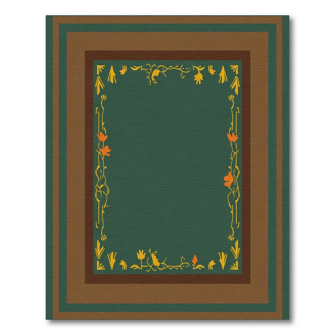 Earthy Tone Floral Vine Geometric Rug