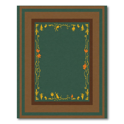 Earthy Tone Floral Vine Geometric Rug