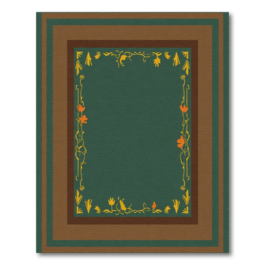 Earthy Tone Floral Vine Geometric Rug