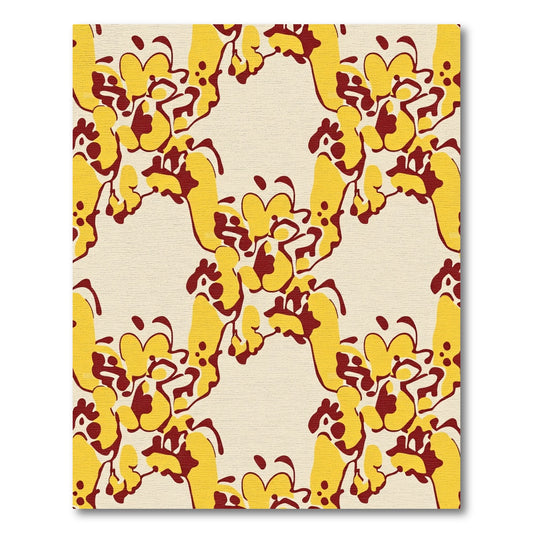 Yellow Crimson Organic Bloom Rug