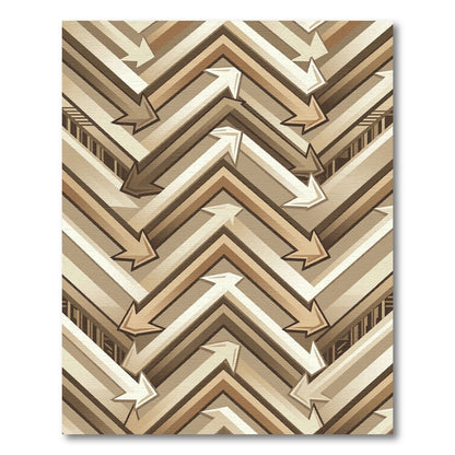 Beige Geometric Chevron Arrow Composition Rug