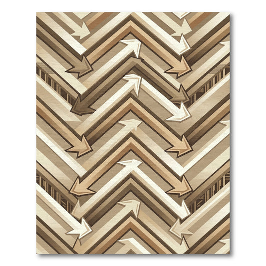 Beige Geometric Chevron Arrow Composition Rug