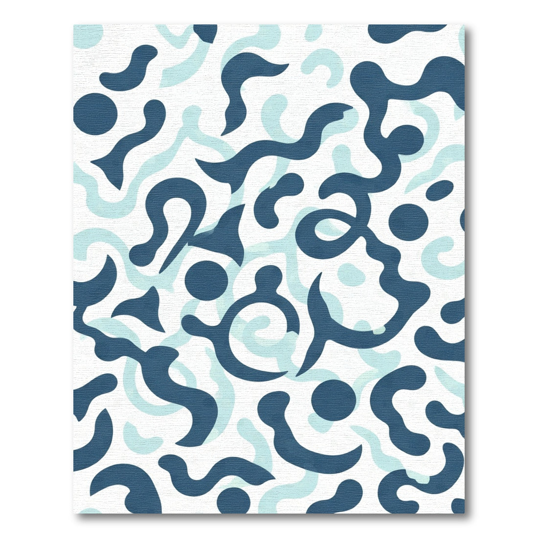 Teal White Abstract Organic Swirl Rug