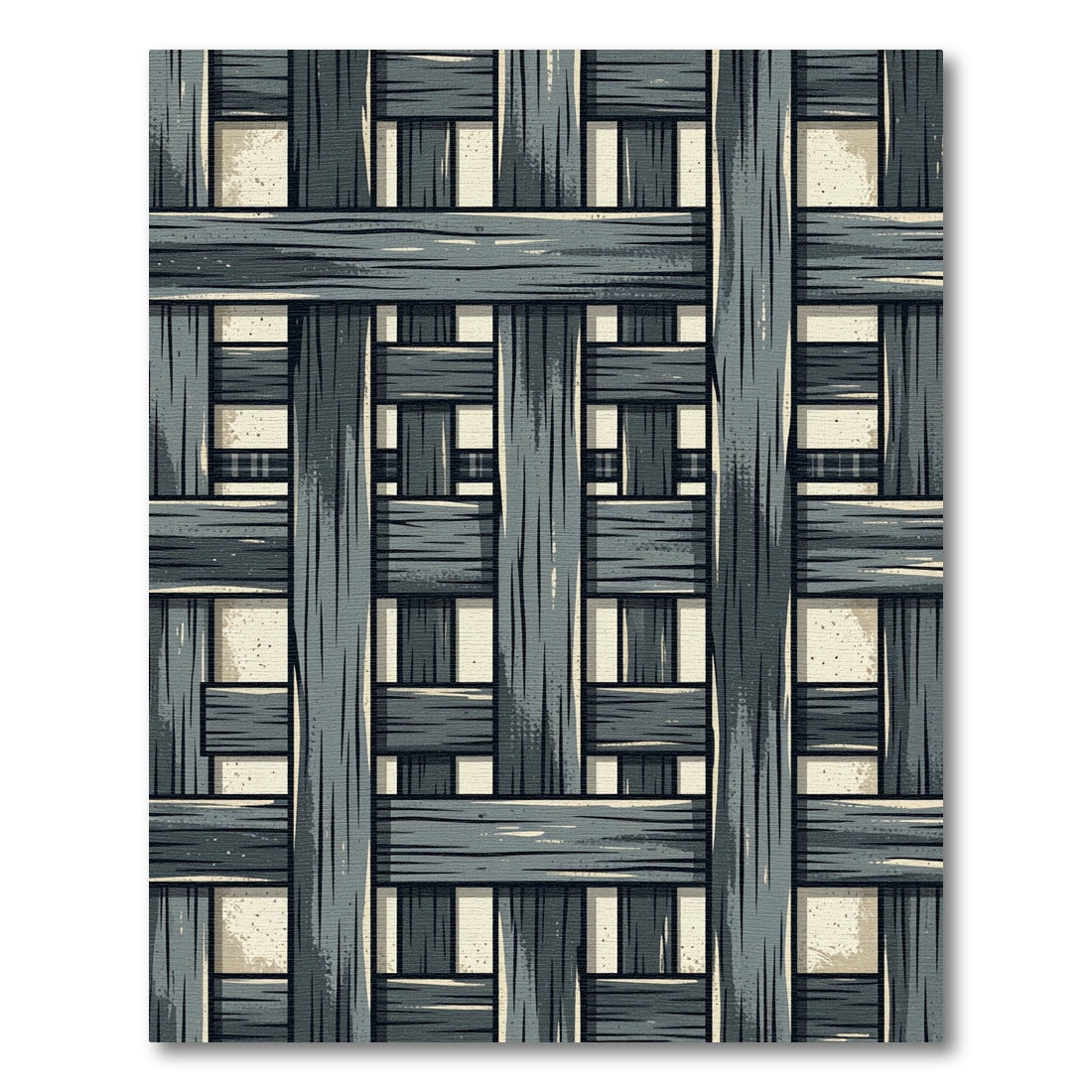 Grayscale Woven Wood Plank Rug