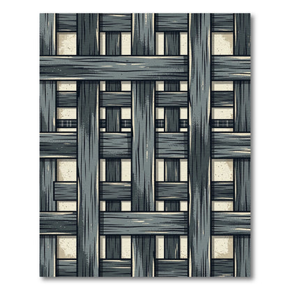 Grayscale Woven Wood Plank Rug