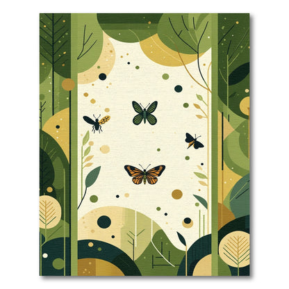 Woodland Emerald Butterfly Sketch Rug