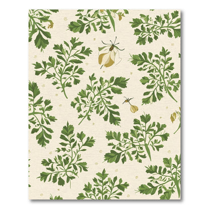 Green Herb Botanical Cream Rug