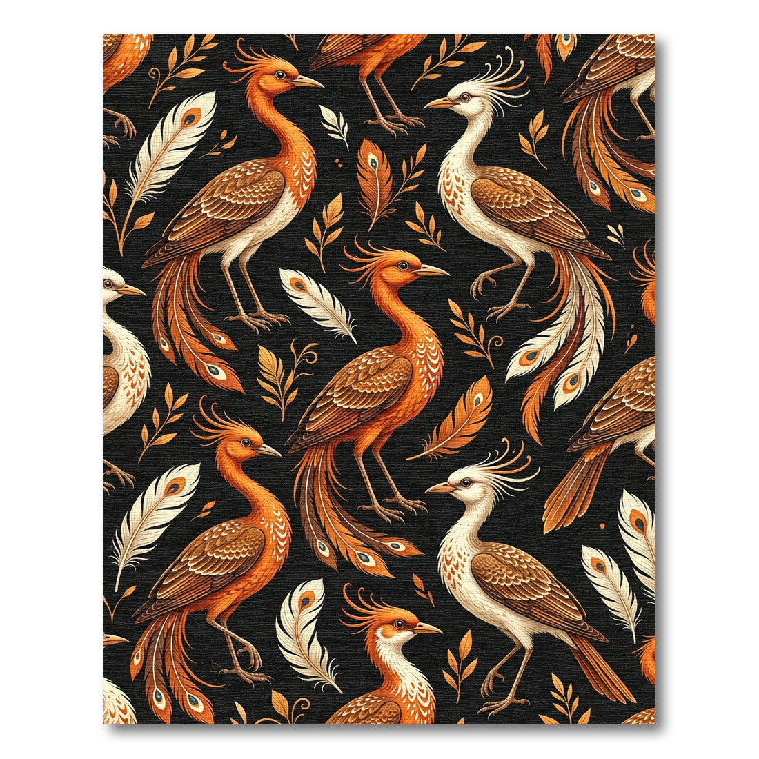 Golden Phoenix Feather Botanical Art Rug