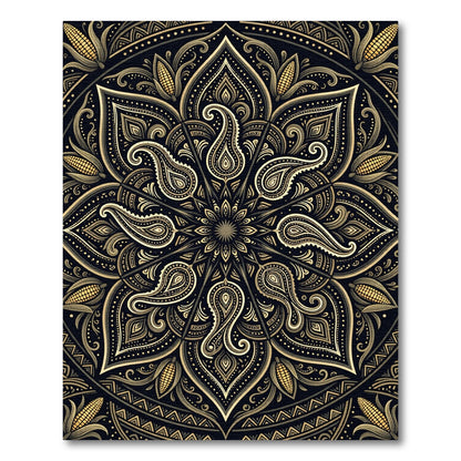 Golden Paisley Corn Mandala Medallion Rug
