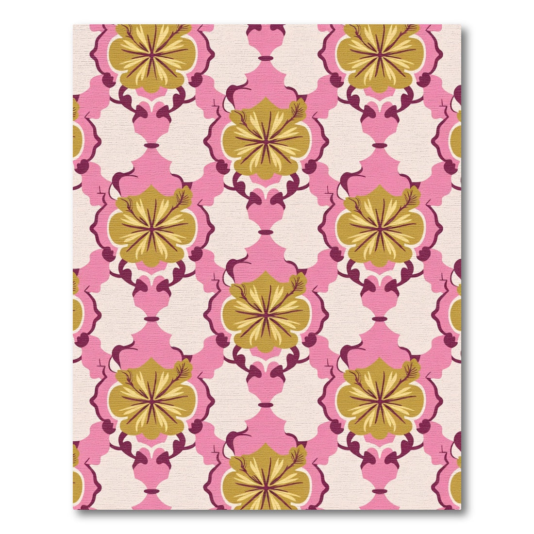 Pink Gold Floral Medallion Rug