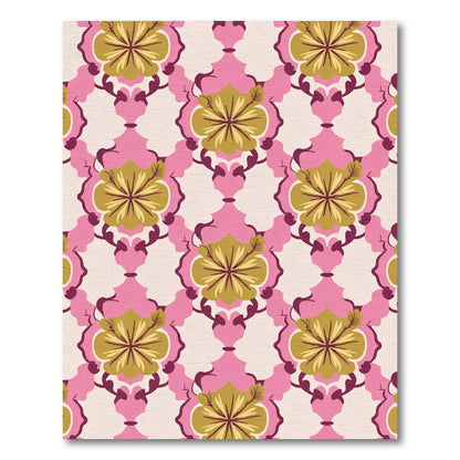 Pink Gold Floral Medallion Rug