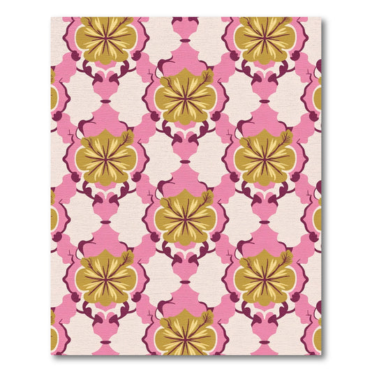 Pink Gold Floral Medallion Rug