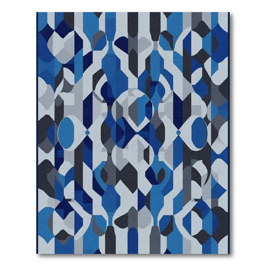 Modern Blue Geometric Abstract Rug