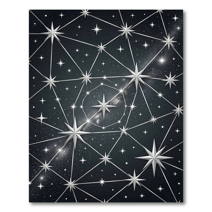 Celestial Geometric Constellation Midnight Sky Rug