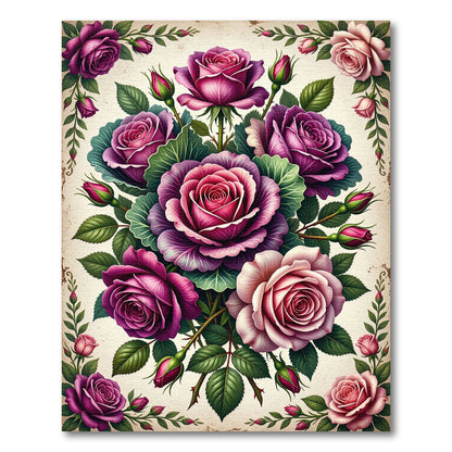 Elegant Magenta and Blush Rose Bouquet Rug