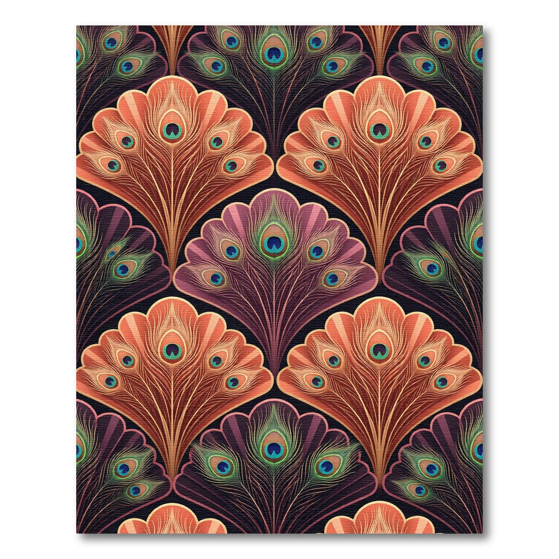 Art Deco Peacock Feather Fan Rug