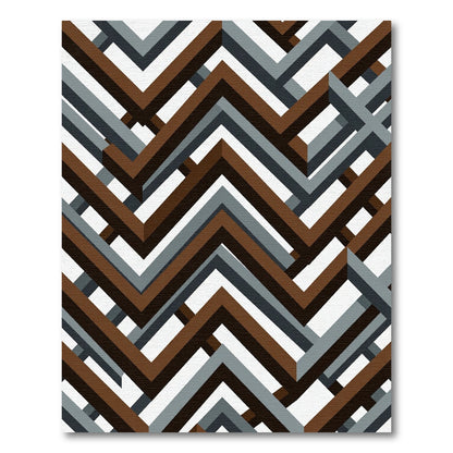 Modern Brown and Gray Geometric Zigzag Rug