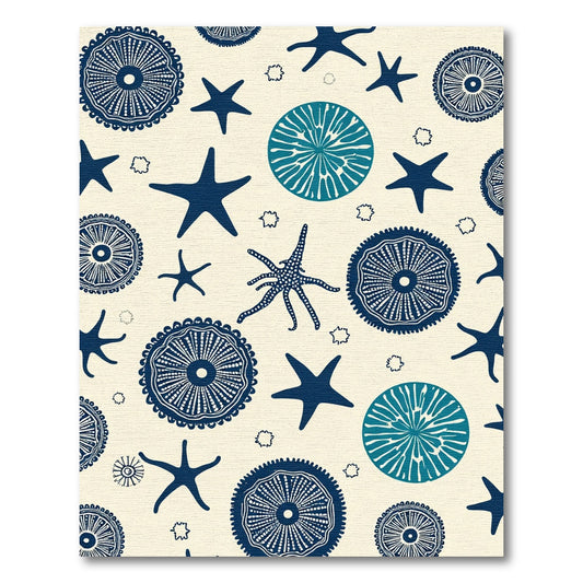 Navy Teal Starburst Medallion Seafloor Rug