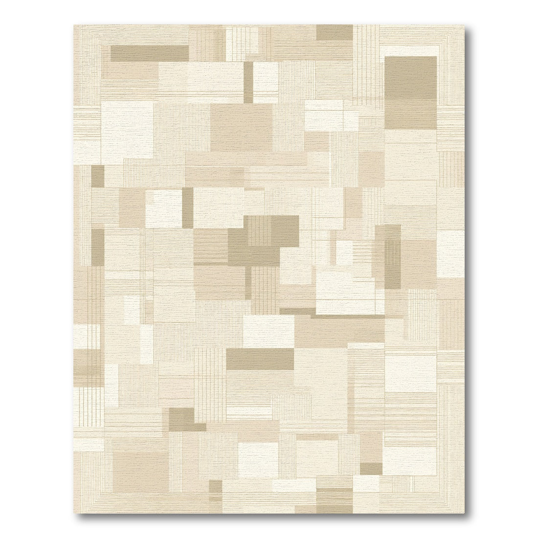 Neutral Geometric Layered Rectangles Rug