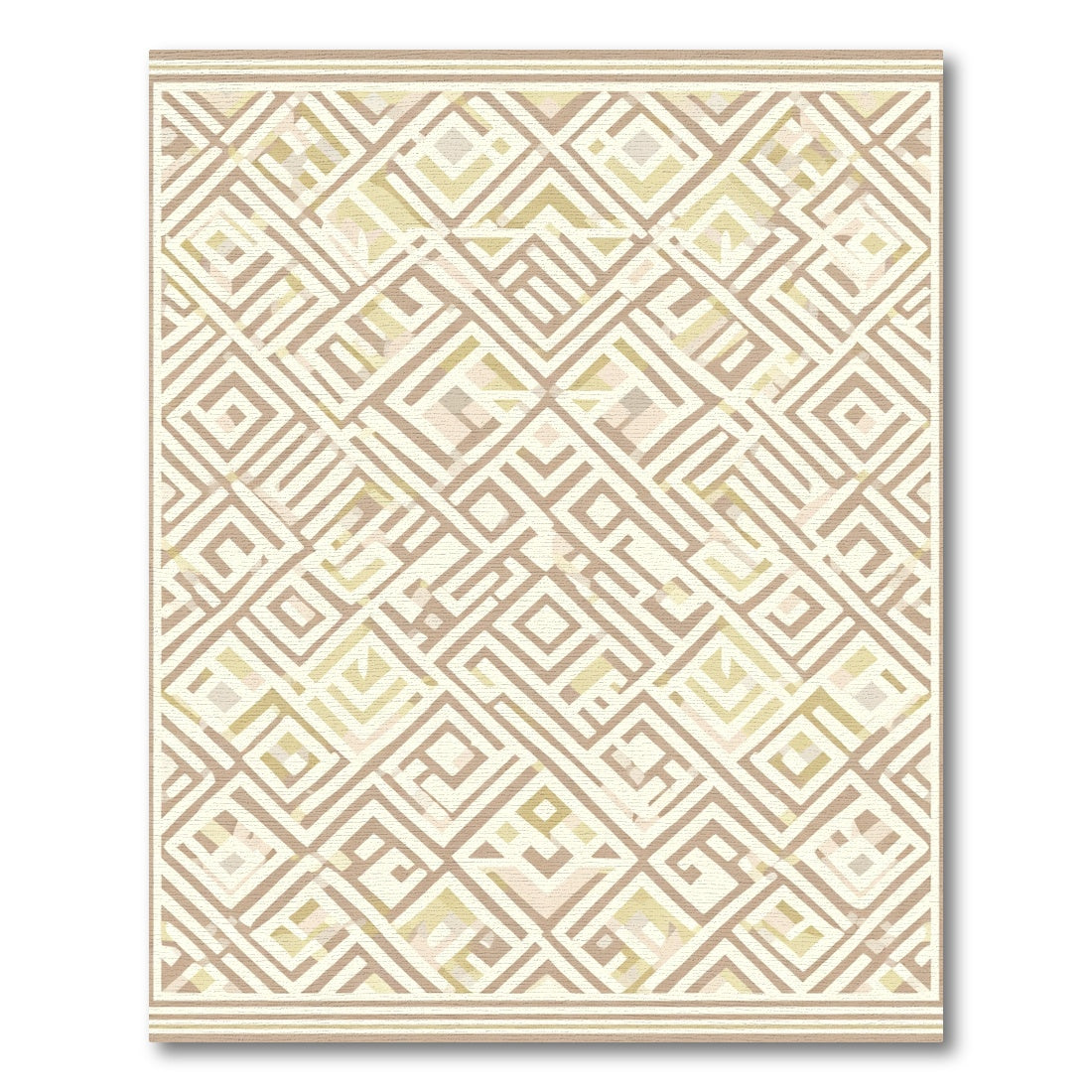 Earthy Geometric Diamond Maze Rug