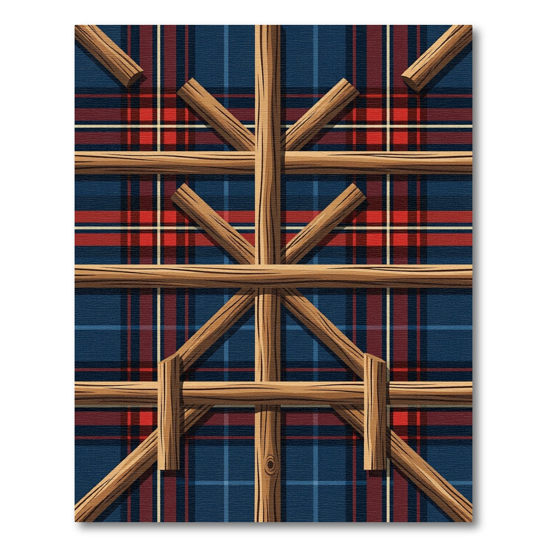 Rustic Crossbeam Tartan Plaid Floor Cover Rug