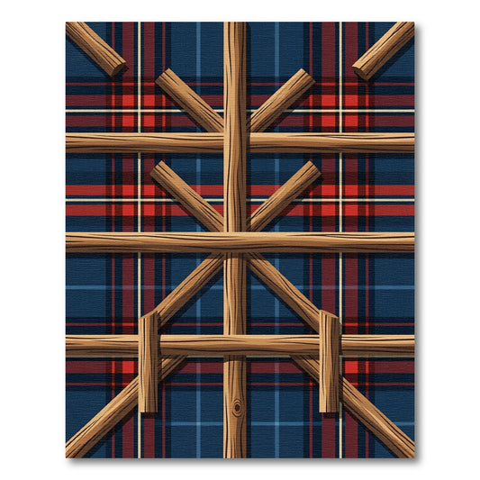 Rustic Crossbeam Tartan Plaid Floor Cover Rug