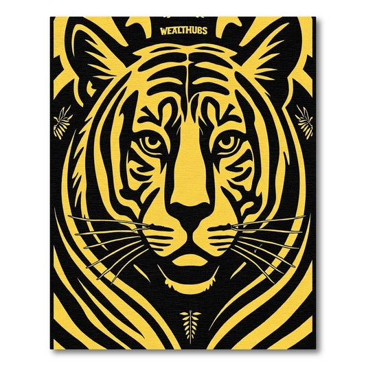 Bold Yellow Tiger Face Close Up Rug