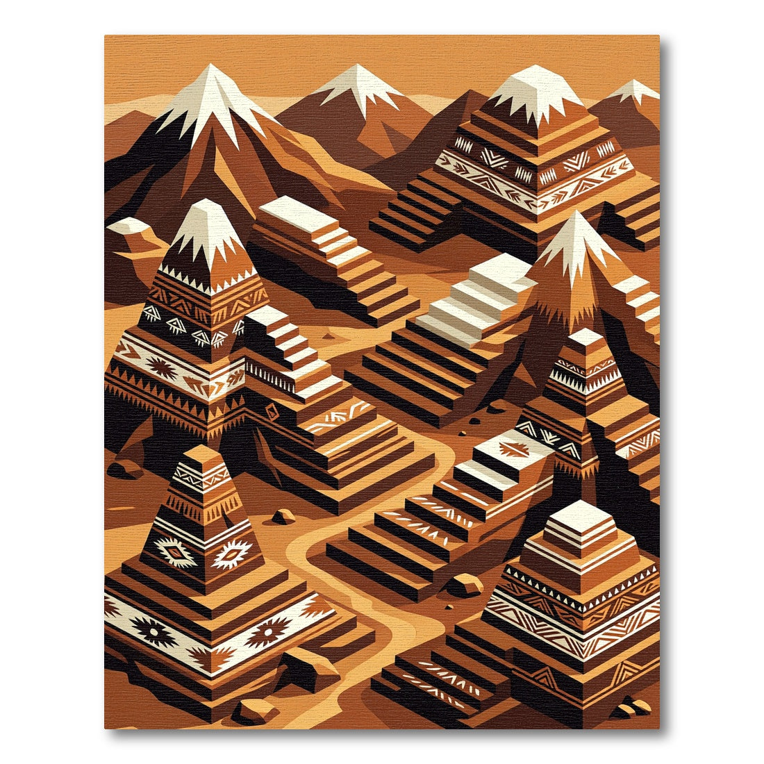Terracotta Mountain Step Geometric Rug