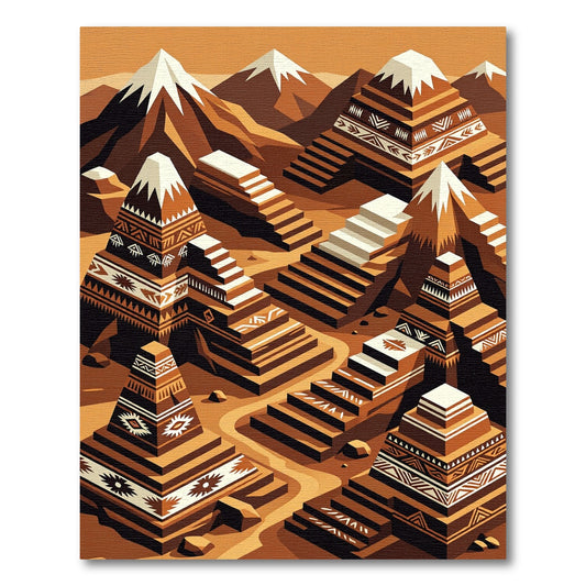 Terracotta Mountain Step Geometric Rug