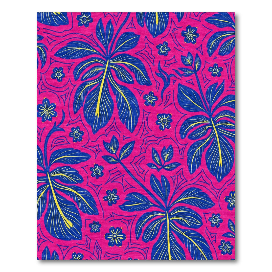 Bold Fuchsia Tropical Leaf Medley Rug