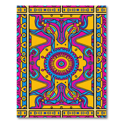 Bold Pink Blue Yellow Geometric Mandala Rug