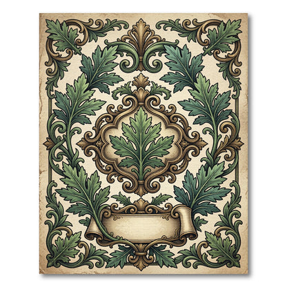 Ornate Emerald Acanthus Scroll Flourish Rug