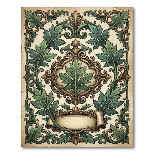 Ornate Emerald Acanthus Scroll Flourish Rug