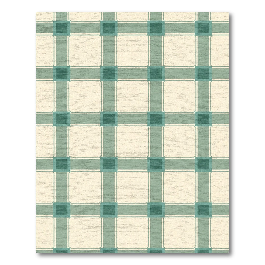 Green Cream Plaid Square Rug