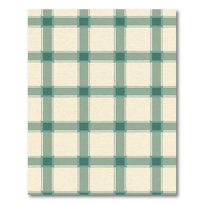 Green Cream Plaid Square Rug