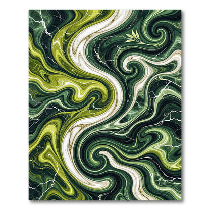 Vivid Green Swirl Marble Flow Rug