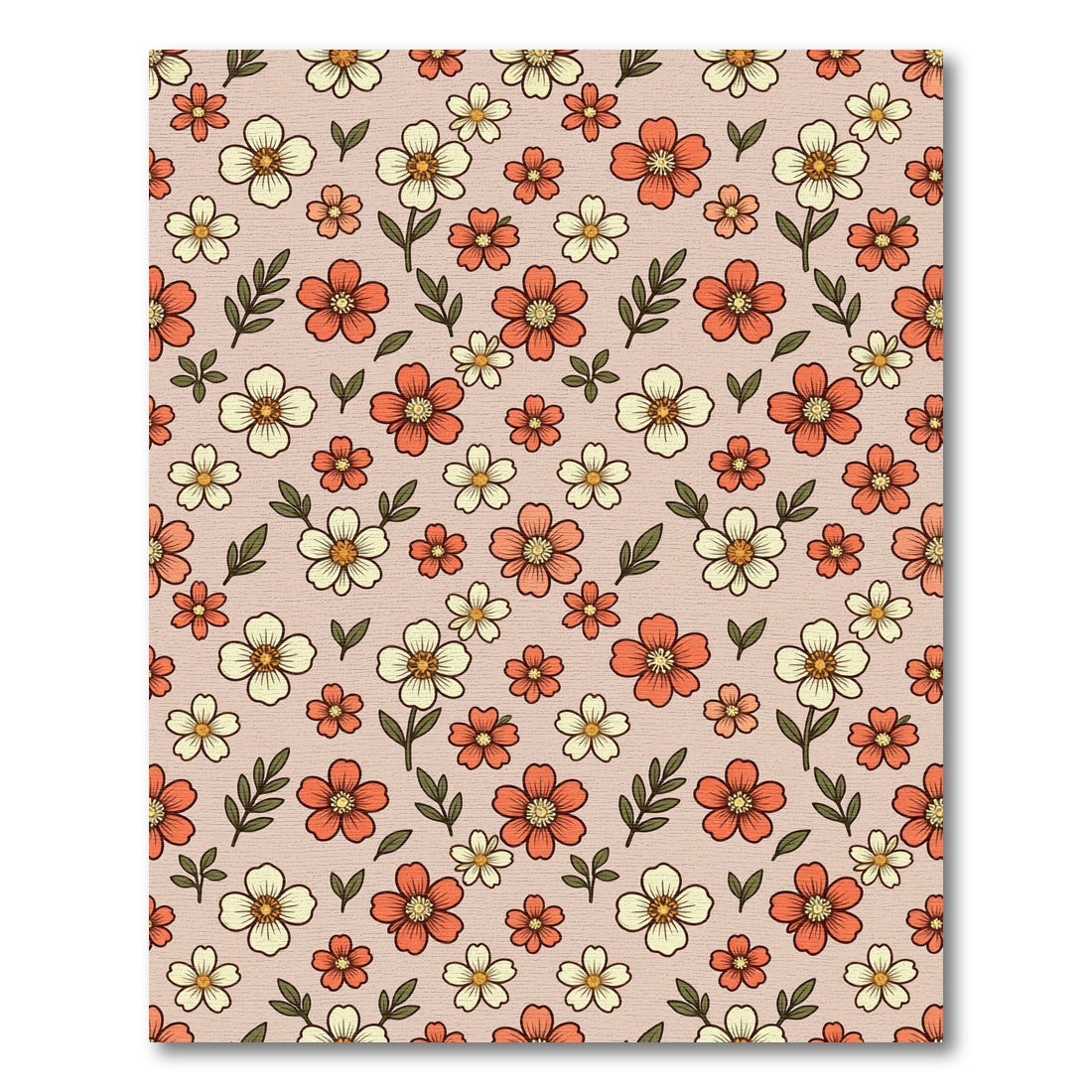 Coral Peach Floral Scatter Rug