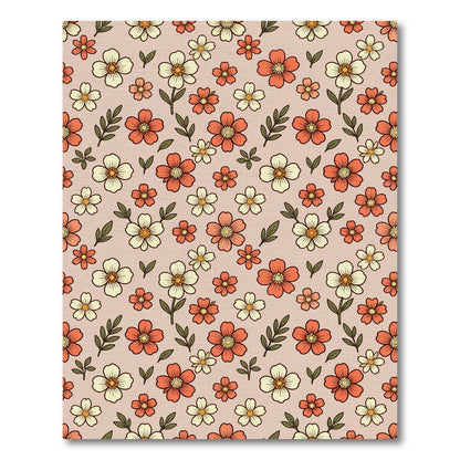 Coral Peach Floral Scatter Rug