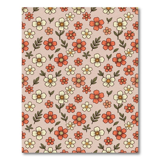 Coral Peach Floral Scatter Rug