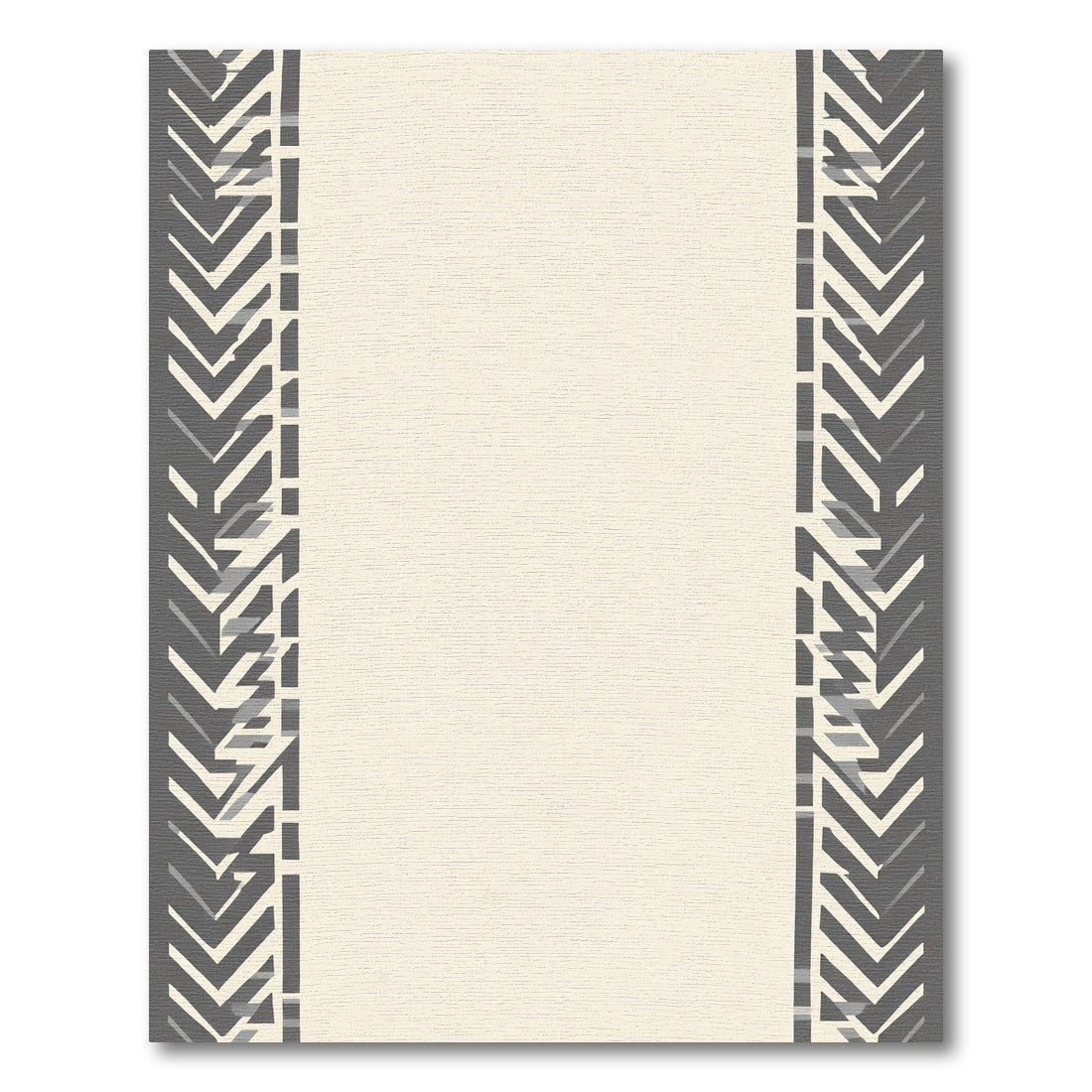 Modern Gray Chevron Border Rug