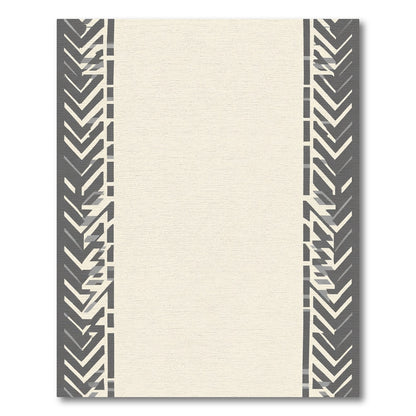 Modern Gray Chevron Border Rug