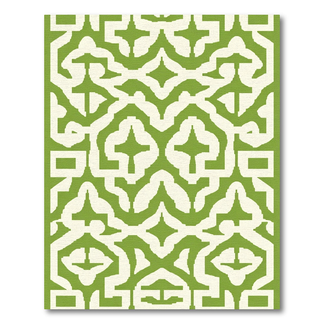 Off White Green Lattice Interlocking Medallion Rug