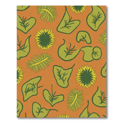 Green Leaf Yellow Floral Abstract Rug