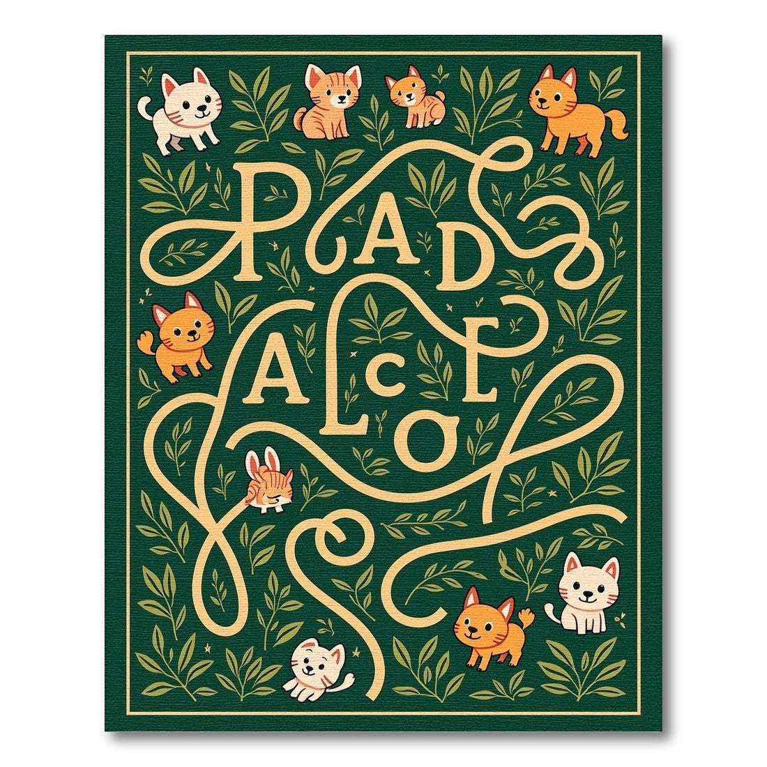 Whimsical Kittens and Leaves Arrangement Rug