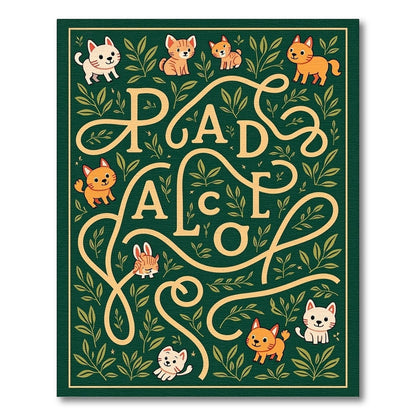 Whimsical Kittens and Leaves Arrangement Rug