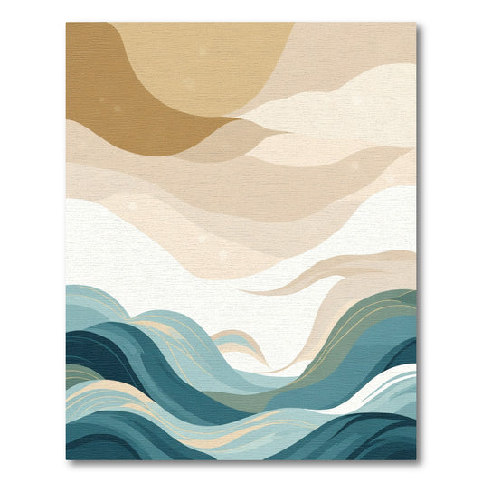 Earthy Toned Abstract Wave Landscape Rug